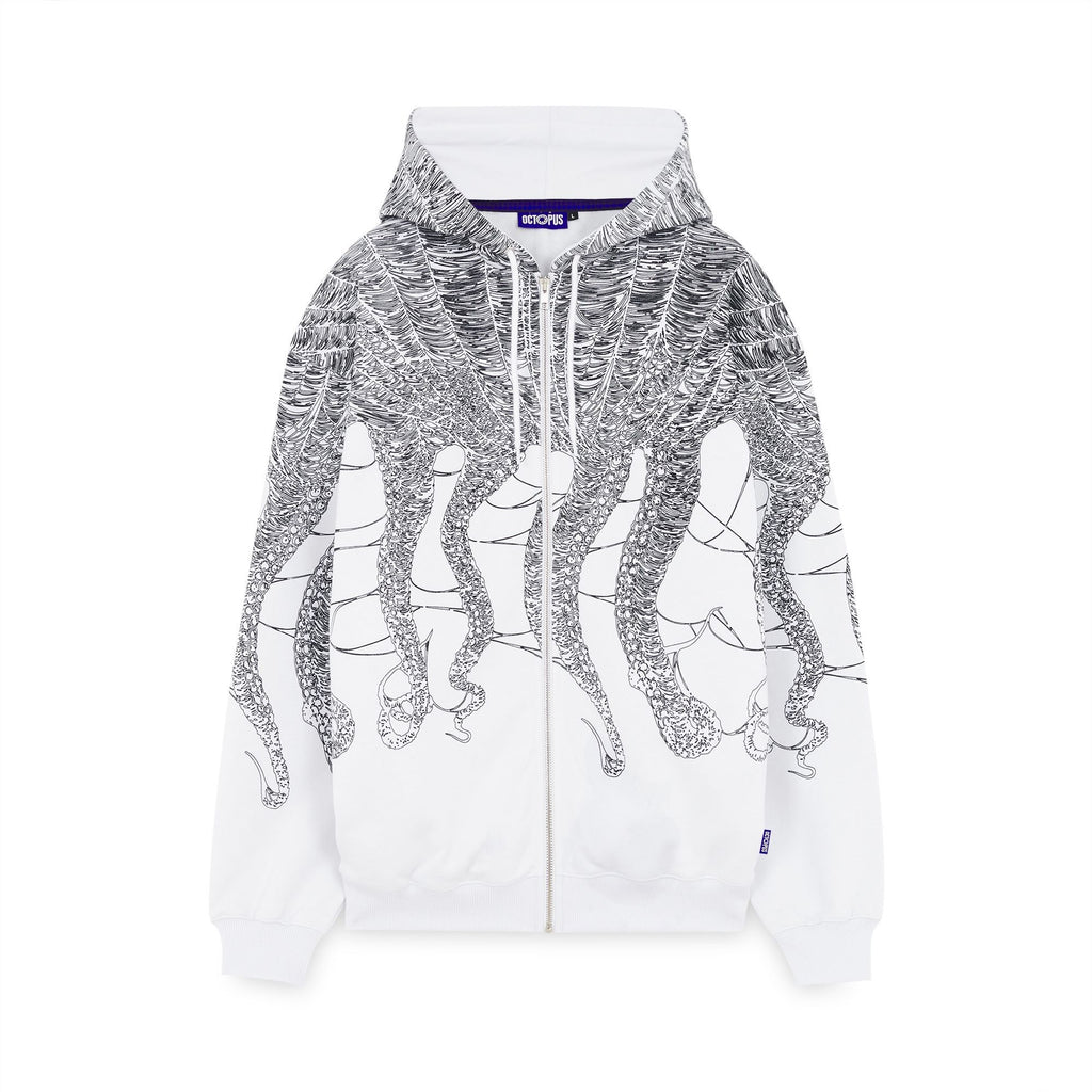 Octopus Cobweb Zip Hoodie by Luca Devinu