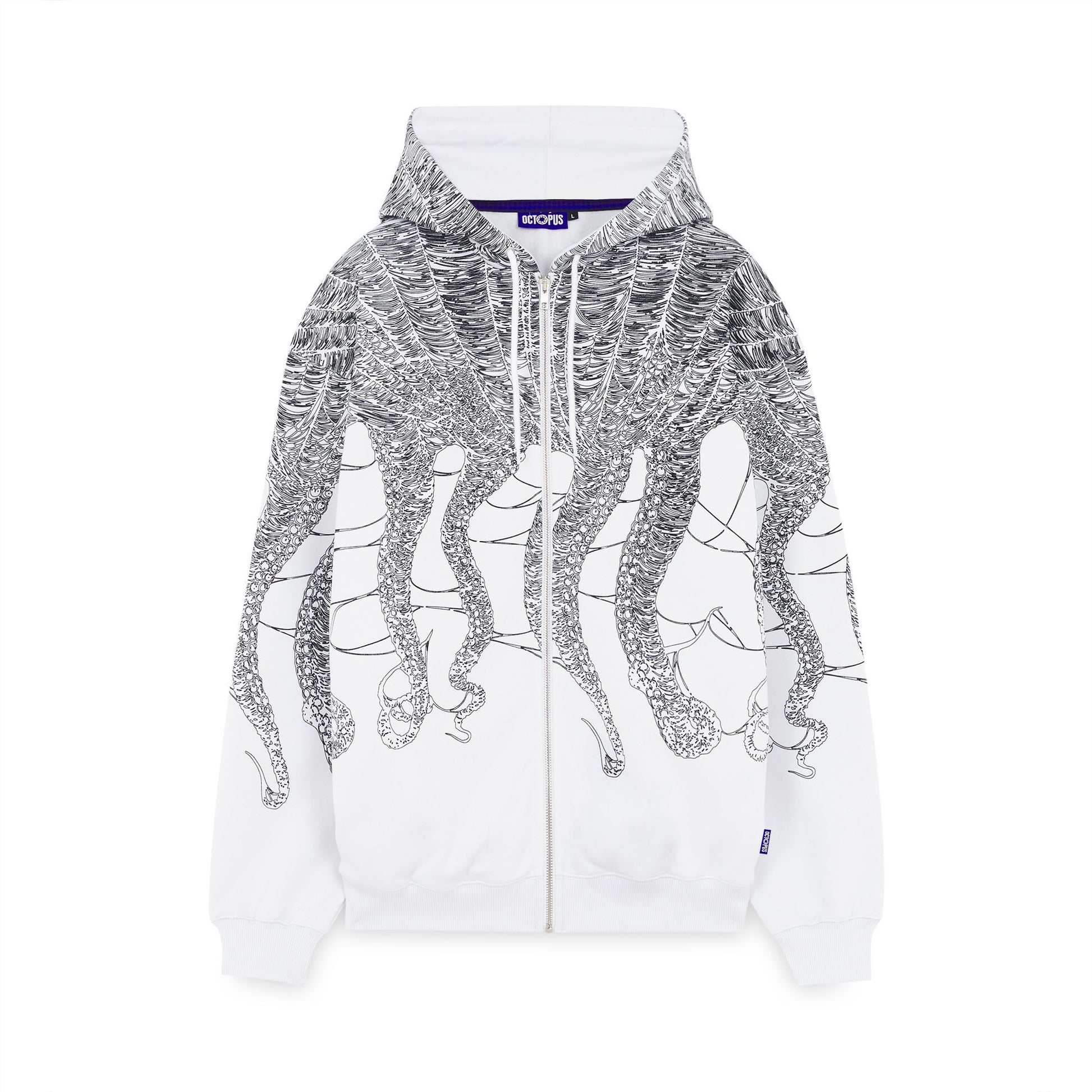 Octopus Cobweb Zip Hoodie by Luca Devinu
