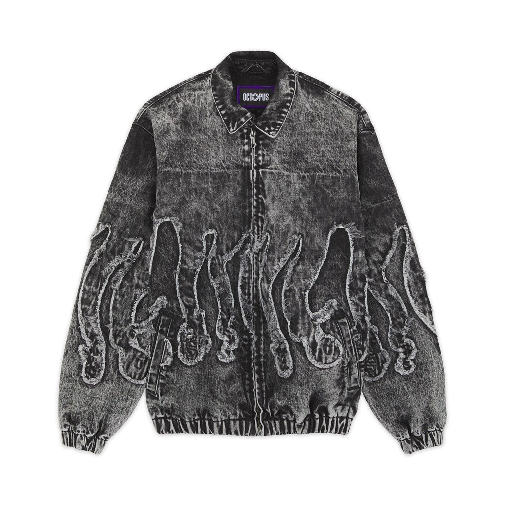 Octopus Fringed Denim Bomber