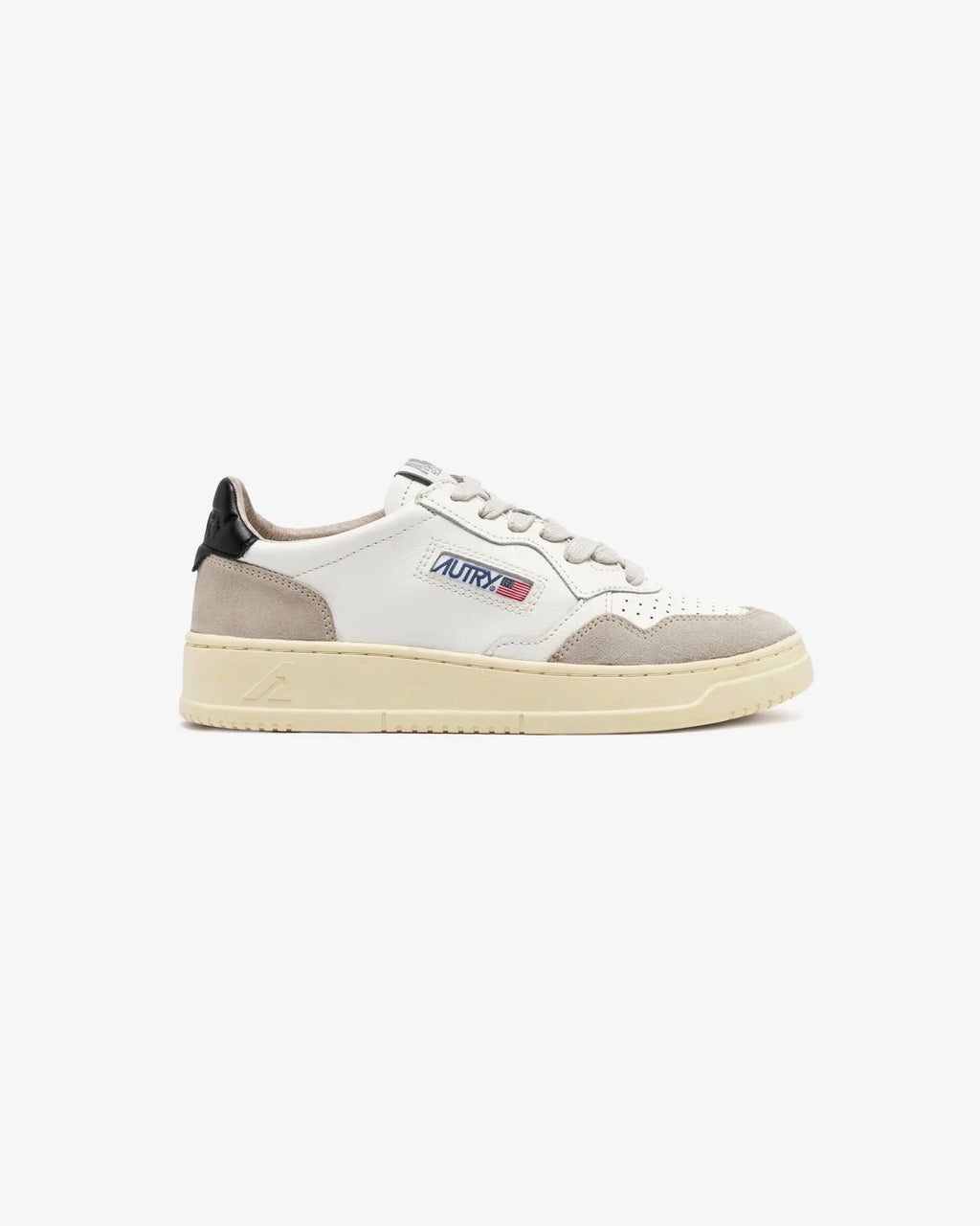 SNEAKERS MEDALIST LOW IN PELLE BIANCA E NERA E SUEDE BEIGE