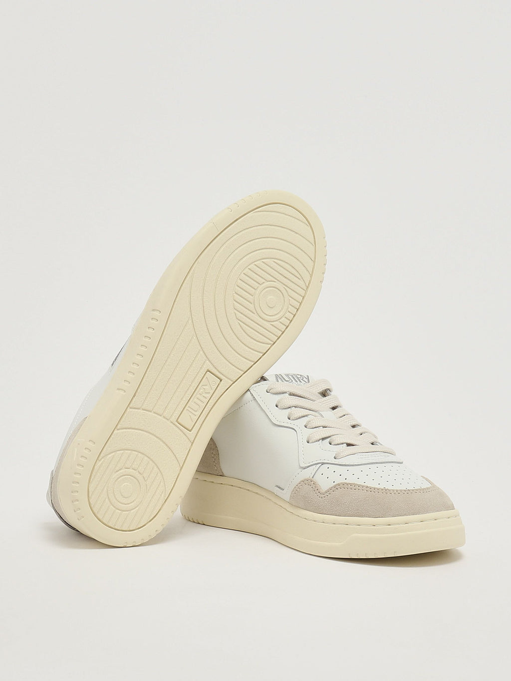 SNEAKERS MEDALIST LOW IN SUEDE E PELLE BIANCA E PELICAN